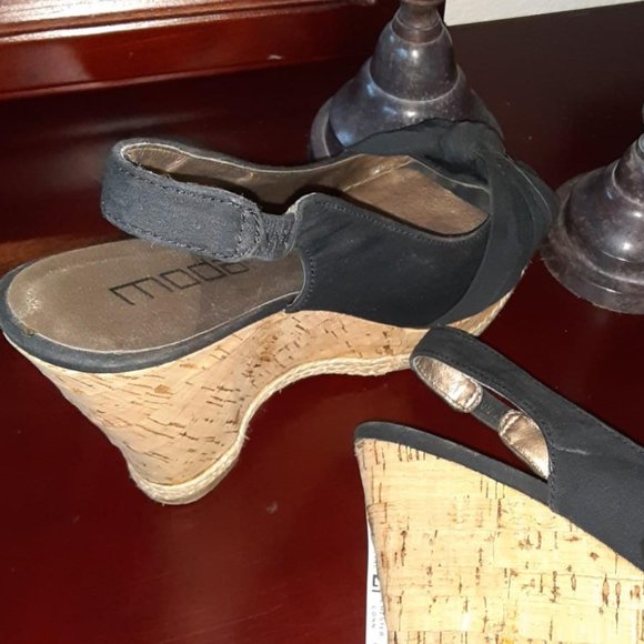 Moda Spana blk Espadrille fabric Wedges - Picture 3 of 9